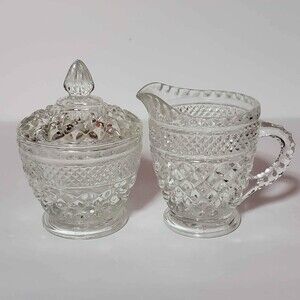 Anchor Hocking Cream and Sugar Set Wexford Clear Glass